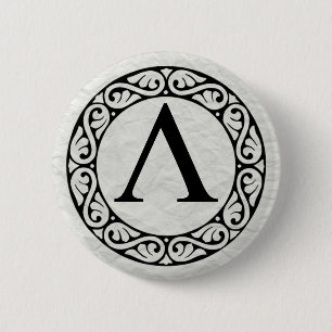 Griekse alfabet Letter Lambda Ronde Button 5,7 Cm