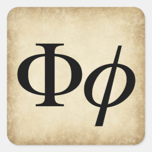 Griekse Alfabet Letter Phi Vierkante Sticker