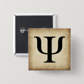Griekse alfabet Letter Psi Vierkante Button 5,1 Cm (Voorkant /achterkant)