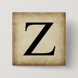 Griekse Alfabet Letter Zeta Vierkante Button 5,1 Cm