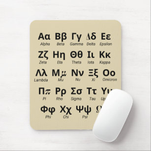 Griekse alfabet letters in volgorde muismat