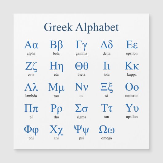 Griekse alfabet Square Magnetic Card (Voorkant)
