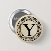 Griekse alfabetbrief Upsilon Ronde Button 5,7 Cm (Voorkant /achterkant)