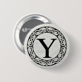 Griekse alfabetbrief Upsilon Ronde Button 5,7 Cm (Voorkant /achterkant)