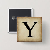 Griekse alfabetbrief Upsilon Vierkante Button 5,1 Cm (Voorkant /achterkant)