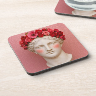 Griekse antieke bloem vrouw coaster. bier onderzetter
