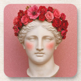 Griekse antieke bloem vrouw coaster. bier onderzetter