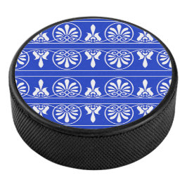 Griekse Arabesk Mediterraan Patroon Blauw Hockey Puck