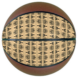 Griekse Arabesk Mediterraan Patroon Bruin Basketbal