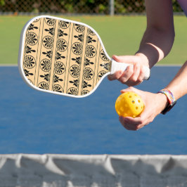 Griekse Arabesk Mediterraan Patroon Bruin Pickleball Paddle
