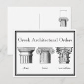 Griekse architectuurbestellingen: kolomhoofdsteden briefkaart (Voorkant / Achterkant)