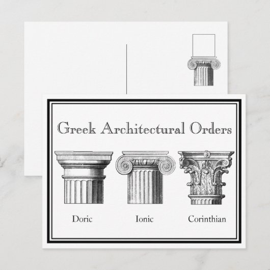 Griekse architectuurbestellingen: kolomhoofdsteden briefkaart (Voorkant / Achterkant)
