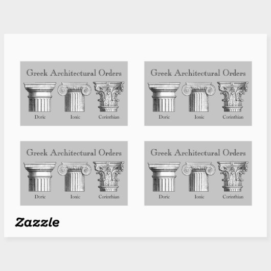 Griekse architectuurbestellingen: kolomhoofdsteden rechthoekige sticker (Vel)
