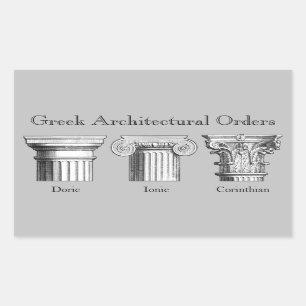Griekse architectuurbestellingen: kolomhoofdsteden rechthoekige sticker