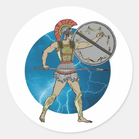 Griekse arrior ronde sticker (Voorkant)