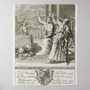 Griekse astronoom die de sterren bestudeert, illus poster