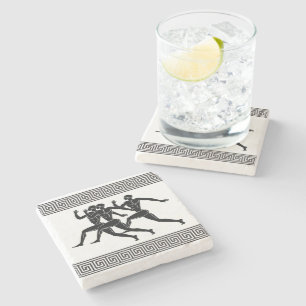 Griekse atleten die wit lopen stenen onderzetter