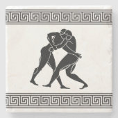 Griekse atleten Wrestling White Stenen Onderzetter (Voorkant)