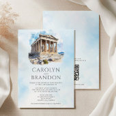 Griekse bestemming bruiloft uitnodiging met QR-cod