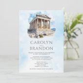 Griekse bestemming bruiloft uitnodiging met QR-cod (Staand voorkant)