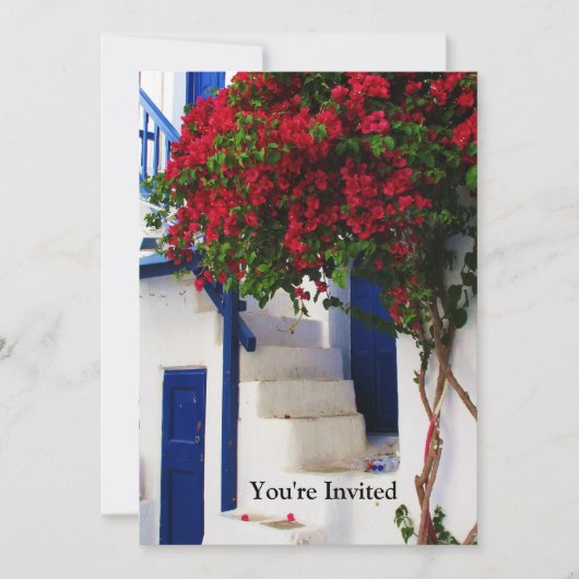 Griekse blauwe deur - Mykonos, Griekenland nodigt  Kaart (Voorkant)