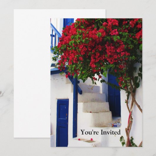 Griekse blauwe deur - Mykonos, Griekenland nodigt  Kaart (Voorkant / Achterkant)