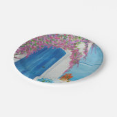 Griekse blauwe deur papieren bordje (Gekanteld)