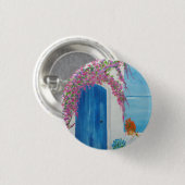 Griekse blauwe deur ronde button 3,2 cm (Voorkant /achterkant)