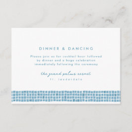 Griekse blauwe tegel lijst eenvoudige bruiloftsrec informatiekaartje