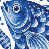 Griekse Blauwe Vis Kust Kunstprint Poster