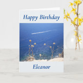 Griekse blauwe Zee op de geboortecaart Kaart (Gele Bloem)