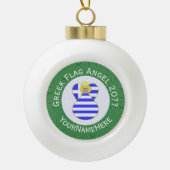 Griekse Blonde Engel Kerstvlag Gepersonaliseerd Keramische Bal Ornament (Voorkant)