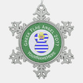 Griekse Blonde Engel Kerstvlag Gepersonaliseerd Tin Sneeuwvlok Ornament (Voorkant)