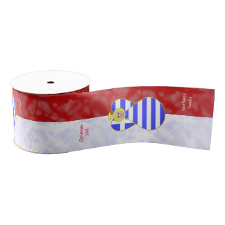 Griekse blonde engel Vlag Rood en Wit Persoonlijk Grosgrain Lint