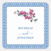 Griekse Bougainvillea Wedding Envelope-zegels Vierkante Sticker (Voorkant)