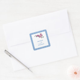 Griekse Bougainvillea Wedding Envelope-zegels Vierkante Sticker