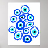 Griekse boze ogen blauw en witte afbeelding poster (Voorkant)