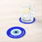 Griekse boze oog ronde kartonnen onderzetter (Insitu)