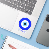 Griekse boze oog sticker (Laptop met iPhone)