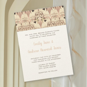 Griekse bruiloft Roze Kolibrie Art Deco Bruiloft Kaart
