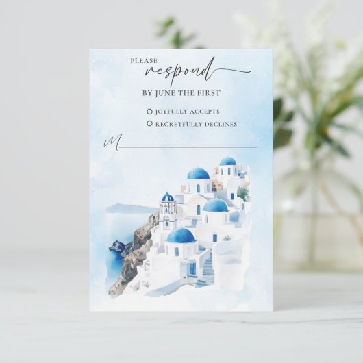 Griekse bruiloft RSVP Response Kaart (Staand voorkant)