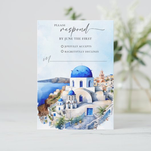 Griekse bruiloft RSVP Response Kaart (Staand voorkant)