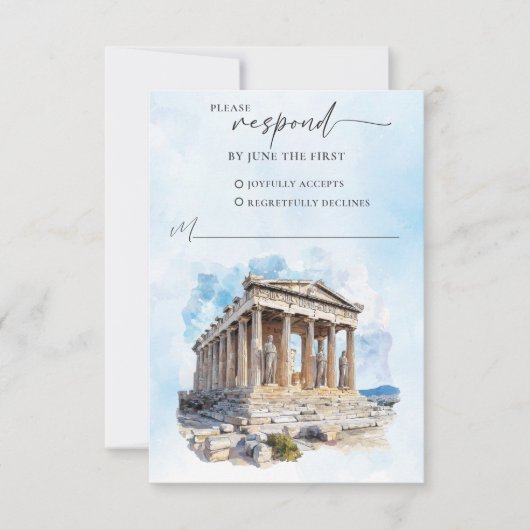 Griekse bruiloft RSVP Response Kaart (Voorkant)