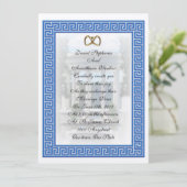 Griekse bruiloft Uitnodiging Blauwe Sleutel elegan (Staand voorkant)