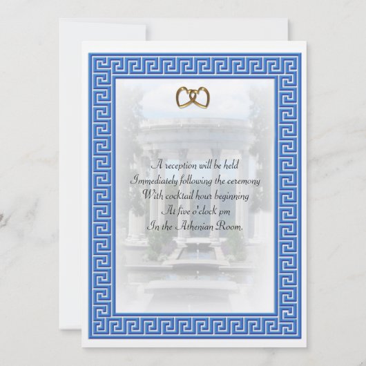 Griekse bruiloft Uitnodiging Blauwe Sleutel elegan (Achterkant)