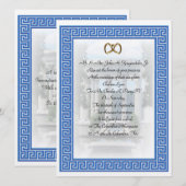 Griekse bruiloft Uitnodiging Blauwe Sleutel elegan (Voorkant / Achterkant)