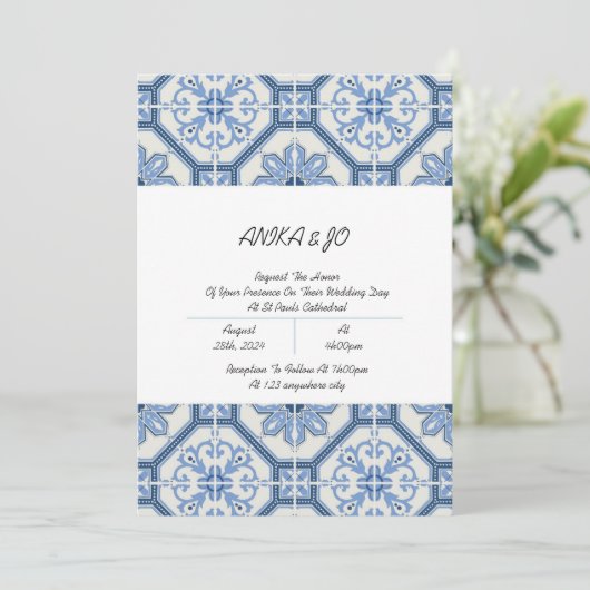 GRIEKSE BRUILOFT UITNODIGING, BRUILOFT UITNODIGING (Staand voorkant)