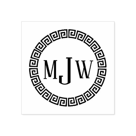 Griekse code S 3 Initiaal + Naam Monogram Rubberst Rubberstempel (Afrduk)