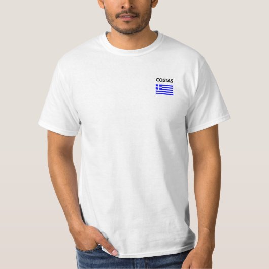 Griekse Costas met Griekse vlag T-shirt (Voorkant)