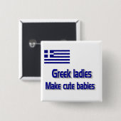 Griekse dames maken schattige baby's vierkante button 5,1 cm (Voorkant /achterkant)